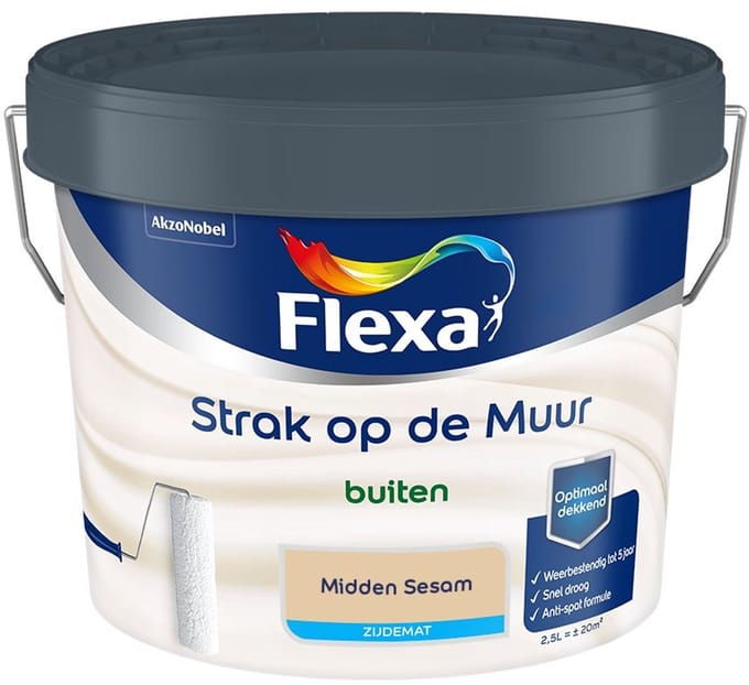 Flexa - Strak Op De Muur Buiten Zijdemat - Midden Sesam - Mengverf - 2,5 L