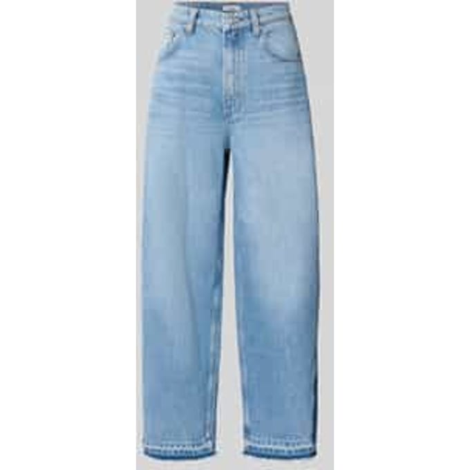 Kort barrel fit jeans van katoen-ananasmix