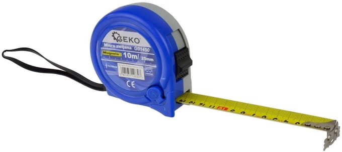 GEKO Magnetische meetlint - 10 m - 25 mm - ABS behuizing - Stalen blad