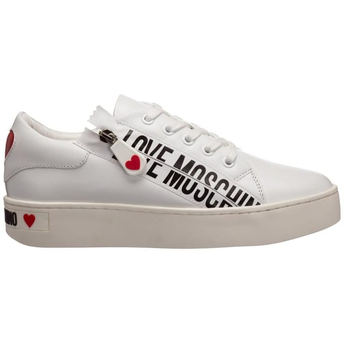 Love Moschino Dames Leren Sneakers Wit - Maat: 39 white