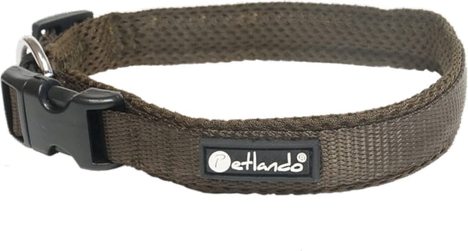Petlando Hondenhalsband Mesh Mokka - Klikhalsband - S 40-45x2.5 Cm