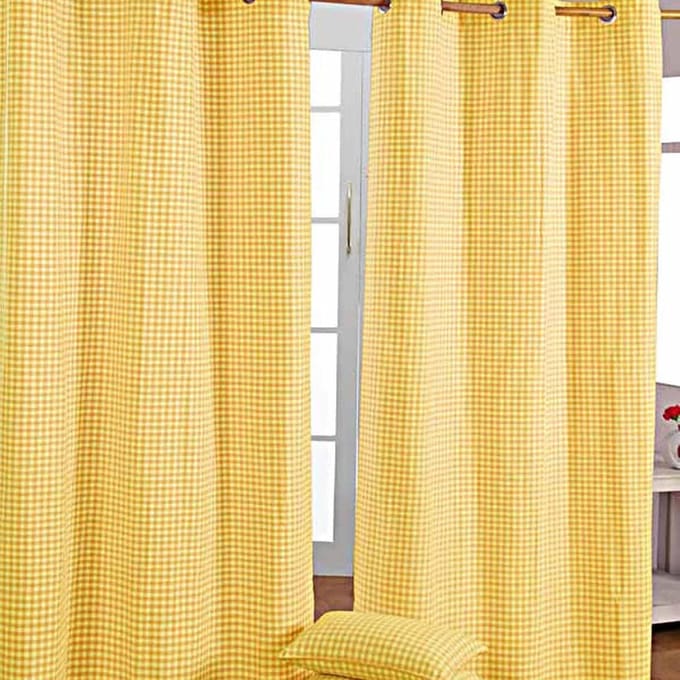 Homescapes gordijnen boerenruit geel set van 2 228 x 137 cm