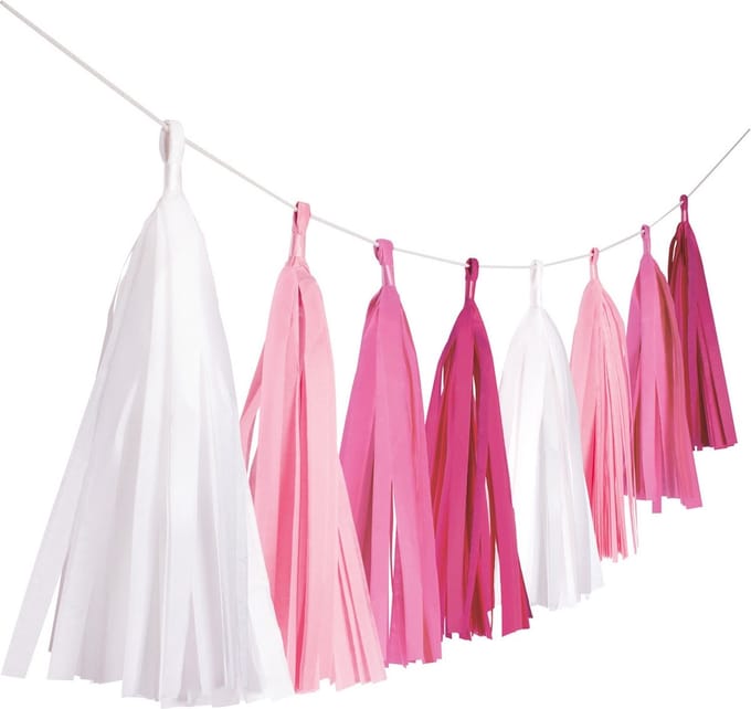 Amscan Tasselslinger 3 Meter Papier Roze/wit
