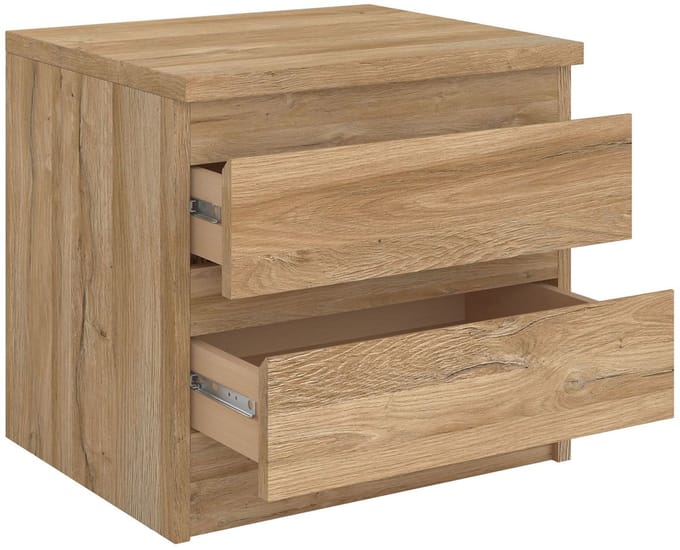 Nachtkastje ASTER met 2 lades, in wild eiken