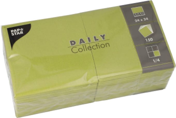 150 Servetten DAILY Collection 1/4 vouw 24 cm x 24 cm olijfgroen