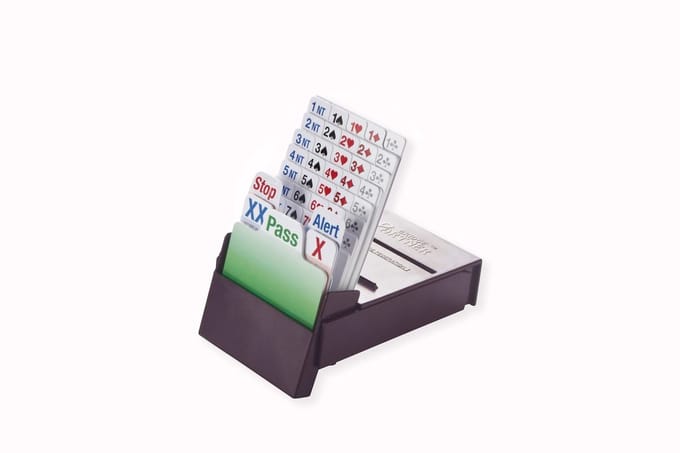 Biddingbox Bridge Partner Luxe - Set van 4 stuks - Bridge - Kaartspel - kleur bordeaux - luxe kaarten van 100% plastic