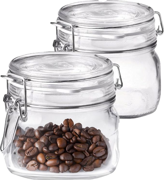 Bormioli Rocco Voorraad/weckpot - 2x - glas - transparant - 10,5 x 10 cm - 500 ml