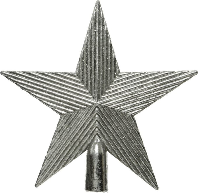 Decoris Kunststof ster piek - zilver antiek - 19 cm - kerstboom topper