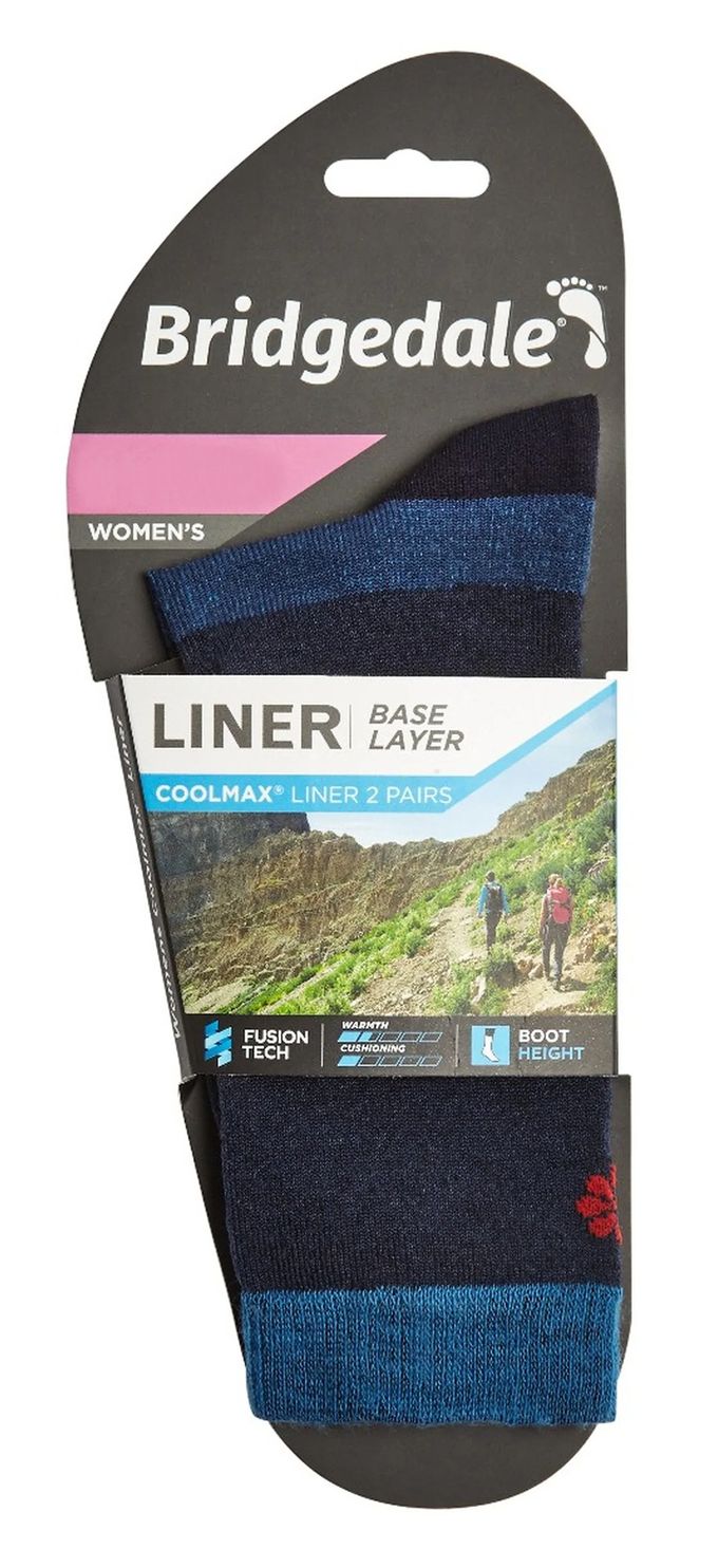 Bridgedale - 2 Pack Liner Basislaag Schoen Sokken - Marineblauw