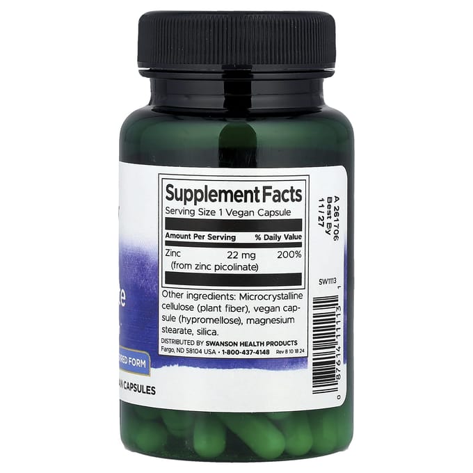 Zinkpicolinaat, 22 mg, 60 capsules