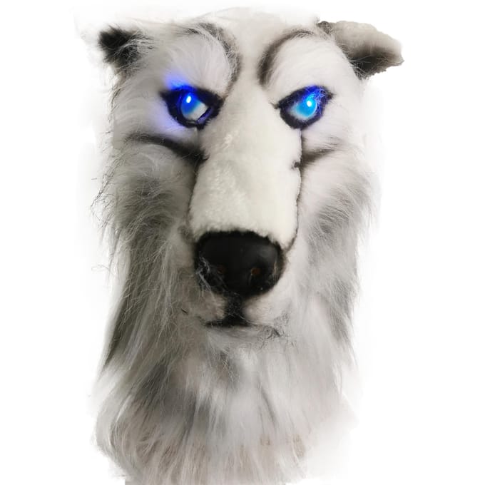 Masque husky en latex avec des yeux lumineux One size fits all adults blanc