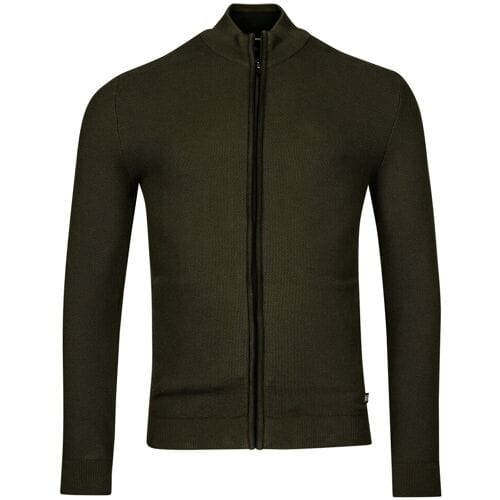 Baileys Vest Cardigan Zip Structure Knit Donker Groen / male
