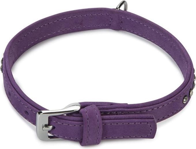 Beeztees leren halsband Buffalo Strass. Paars. 40 cm x 17 mm.