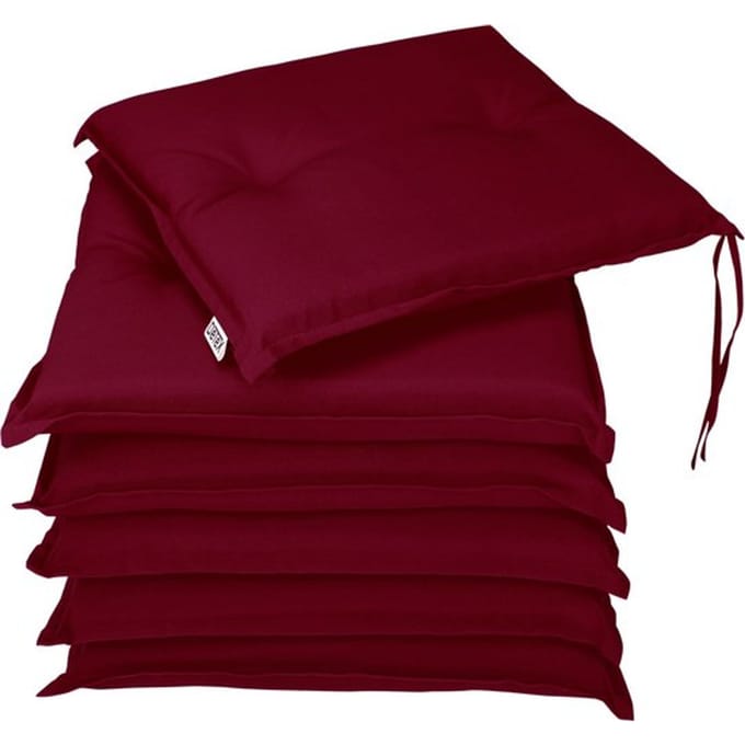 Detex Stoelkussens 6 stuks - Buiten Waterafstotend 43x39x5cm - Rood