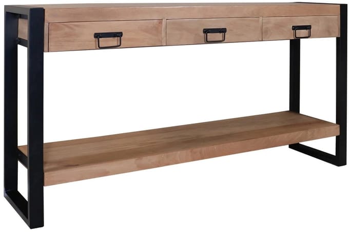 Bijzettafel 150cm duurzaam mangohout Vera lichtbruin industrieel side table