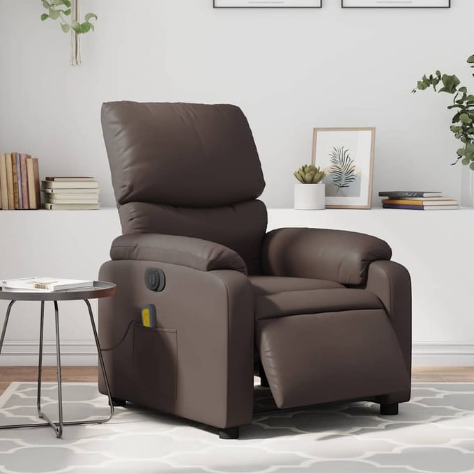 vidaXL - Massagestoel - verstelbaar - elektrisch - kunstleer - bruin
