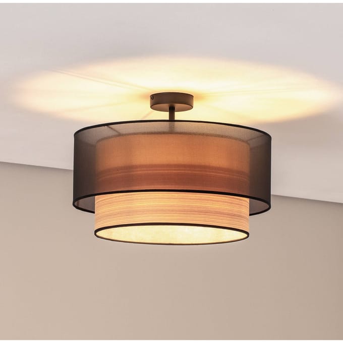 Euluna plafondlamp Cedrik, organza zwart, essenfineer