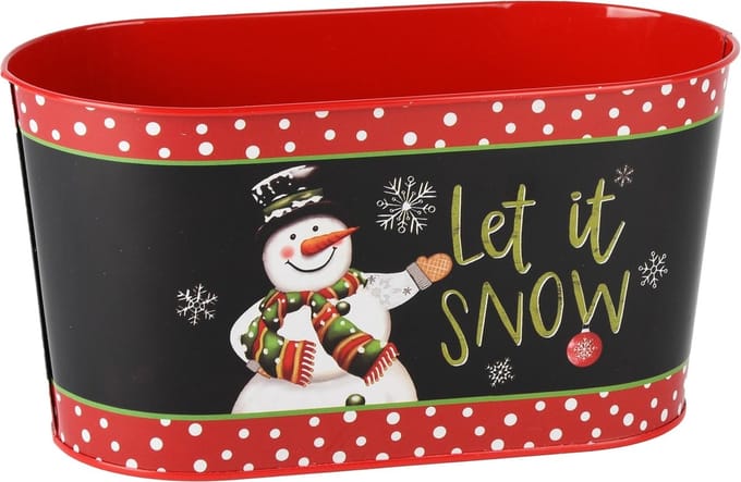 Dekoratief | Bakje ovaal 'Let It Snow', metaal, 23x12x12cm | A245774
