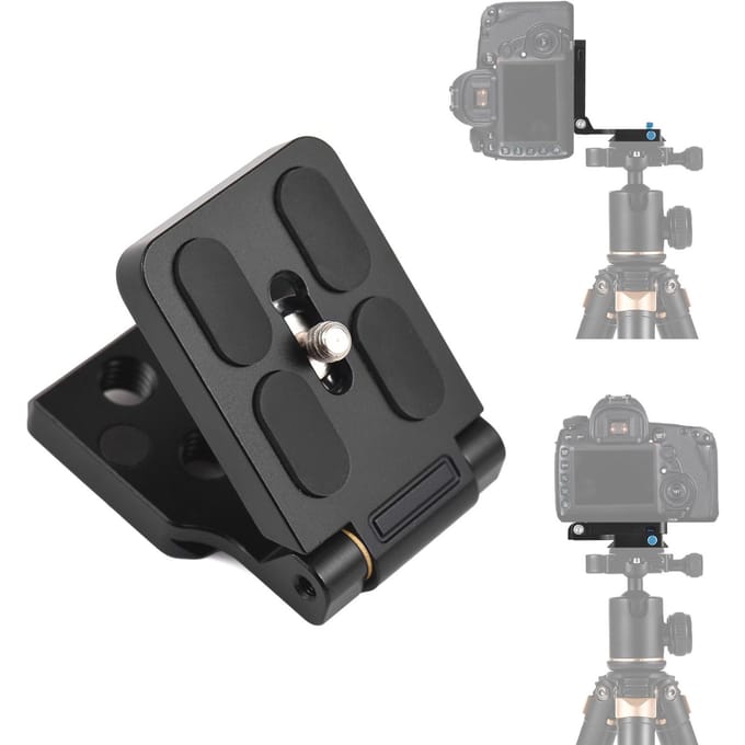 Plaque de fixation rapide pliable en forme de L Support de caméra en L en alliage d'aluminium Commutation horizontale verticale Small black