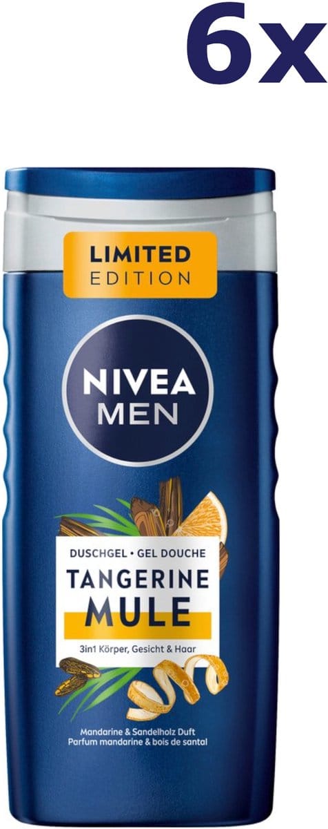 6x Nivea douchegel Men 250ml Tangerine Mule