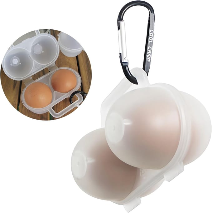Draagbare Mini Eierhouder met 2 Roosters - Ideaal voor Camping, Picknick en Outdoor Activiteiten