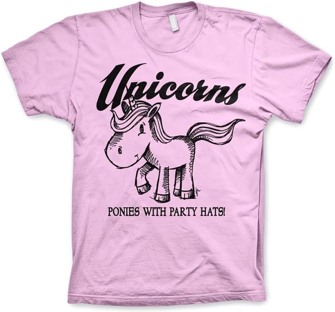 Hybris Unicorns Ponies With Party Hats T-shirt roze