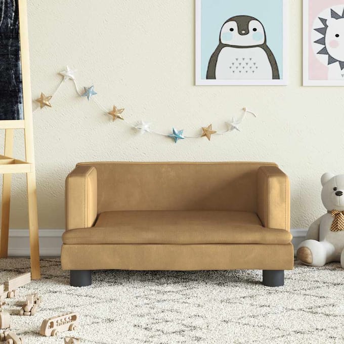 vidaXL - Kinderbank - 60x40x30 - cm - fluweel - bruin