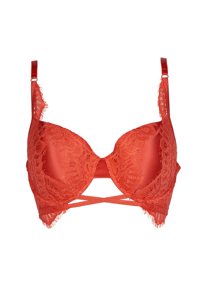 After Eden D-cup & up TESSA Padded wire bra with lace and strap Dames Beha - Brique - Maat 70D