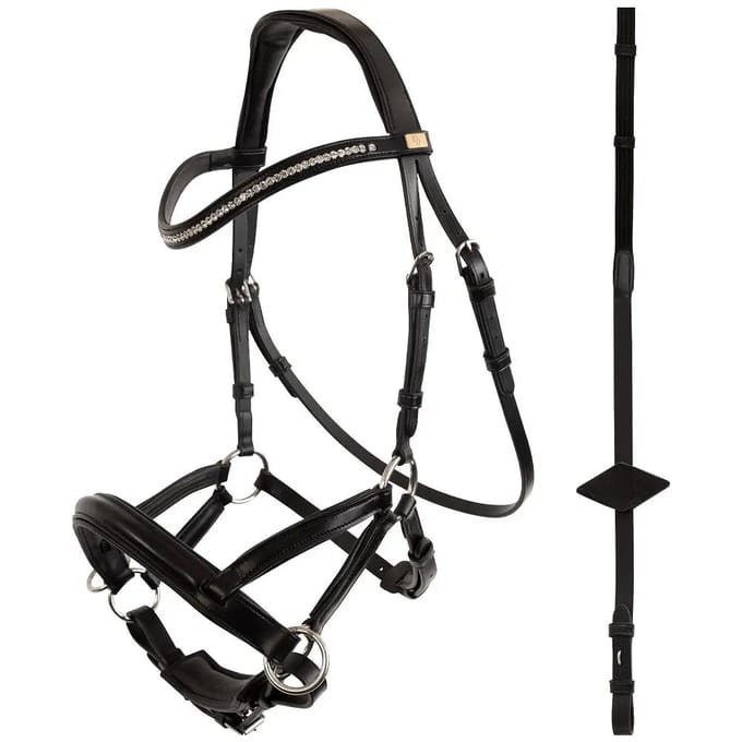 Sidepull Hoofdstel BR Thaxted Zwart/Zilver - Cob