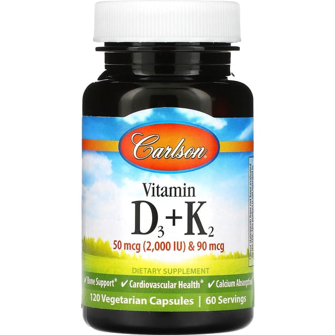 Vitamine D3 + K2, 120 Plantaardige Capsules