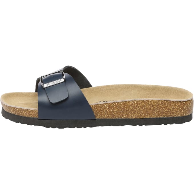 EVER AU Dames Swan Leather Easy Slip-On Sandalen - Navy Leer