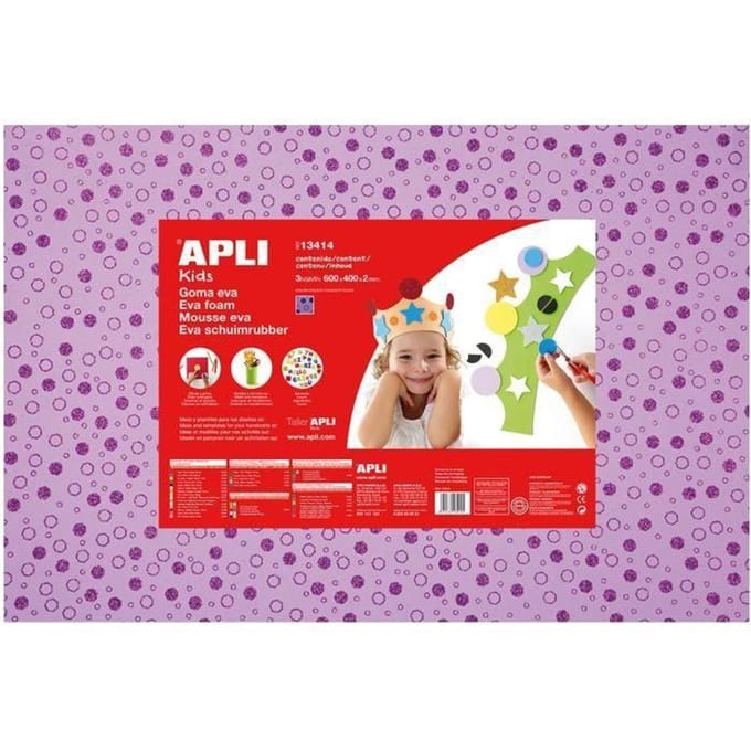 APLI Pochette 1 feuille de mousse caoutchouc - Lilas imprimée rond Violets paars