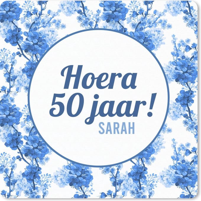 Muismat 20x20 cm - Mousepad Jubileum - 50 Jaar - Sarah - Bloem - Muismatten