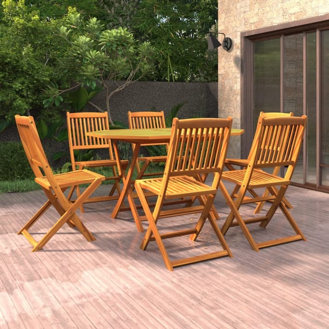 vidaXL - 7-delige - Tuinset - massief - acaciahout