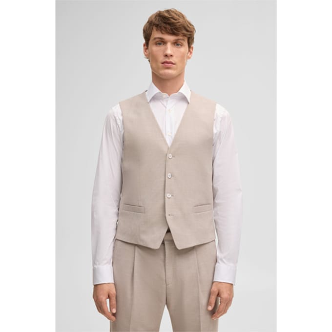 Vest Gyl met linnenaandeel, beige