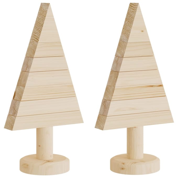 vidaXL - Kerstdecoraties - kerstboom - 2 - st - 30 - cm - massief - grenenhout