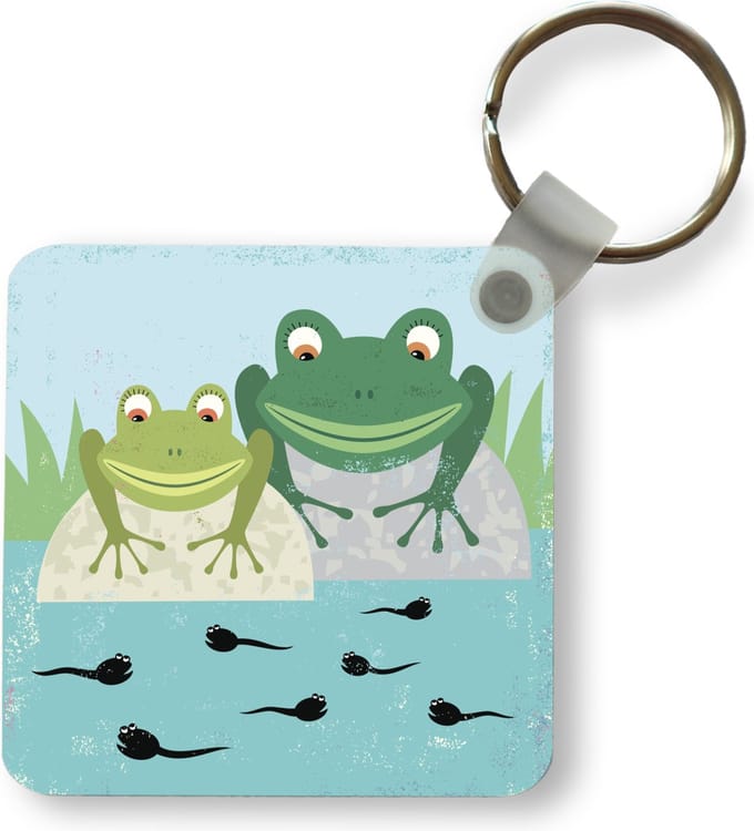 Sleutelhanger - Uitdeelcadeautjes - Kikkers - Steen - Water - Plastic