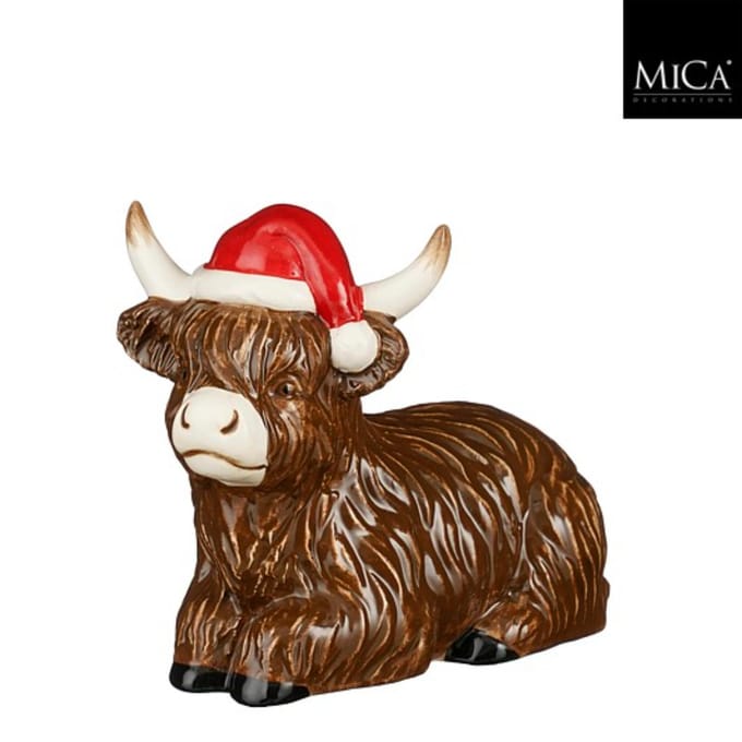 Decoratie koe hoed d.bruin - l14,5xb7,5xh12cm