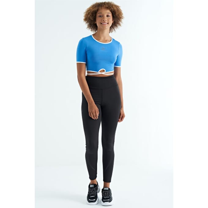 Elastische Crop T-Shirt met Ronde Hals