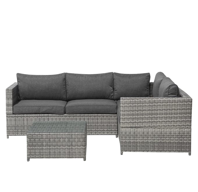 AVOLA - Loungeset voor 4 - Donkergrijs - PE rotan