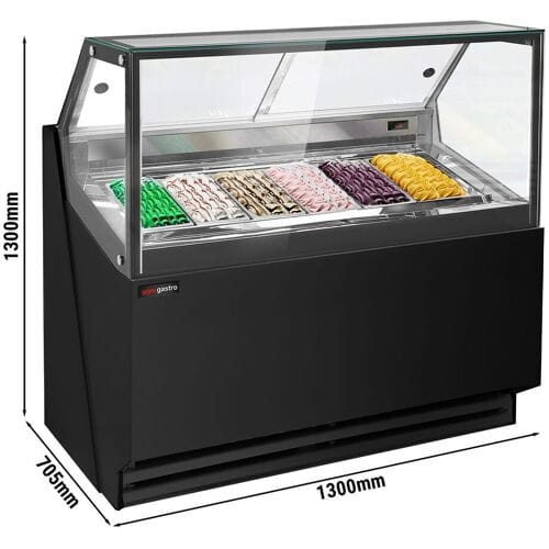 GGM Gastro Eistheke THEO - 1300mm - Umluft - für 6x 5 Liter Eisbehälter - Schwarz