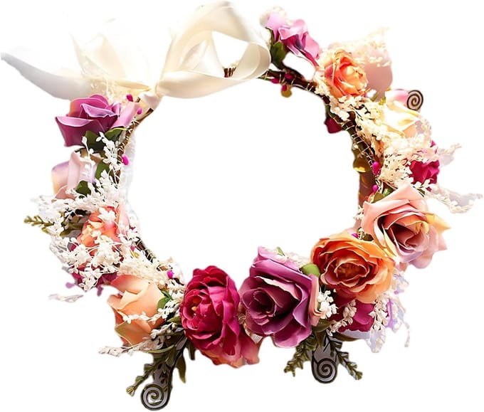 Bloemenkrans Hoofdband - Bloemen Kroon - Feestelijk Accessoire - Handgemaakt Ontwerp - 25 cm Diameter - Multicolor