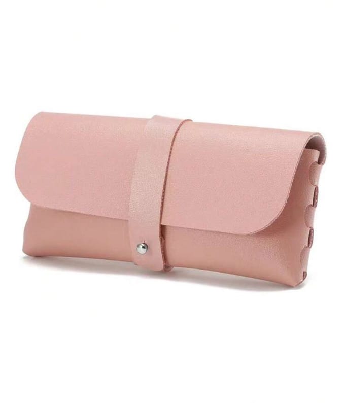 Bril etui - roze - stylish and simple buckle leather glasses case