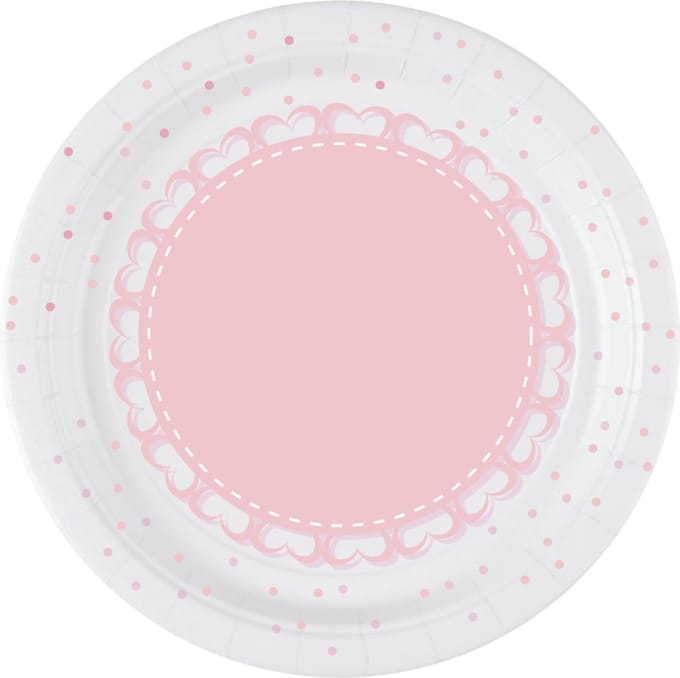 BIGIEMME SRL - 8 roze hart papieren bordjes 18 cm
