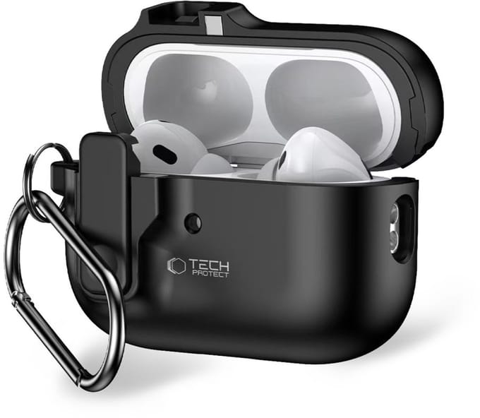 Tech-Protect Slim Hook Case with Carabiner for Apple AirPods Pro 1/2 - Black