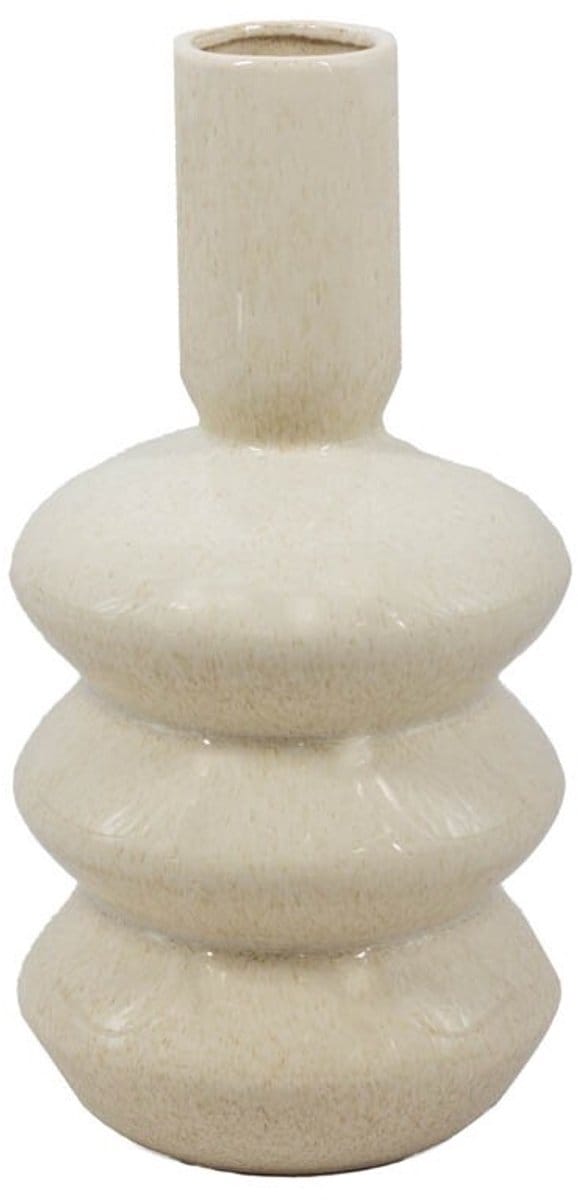 Aardewerk vaas disk beige