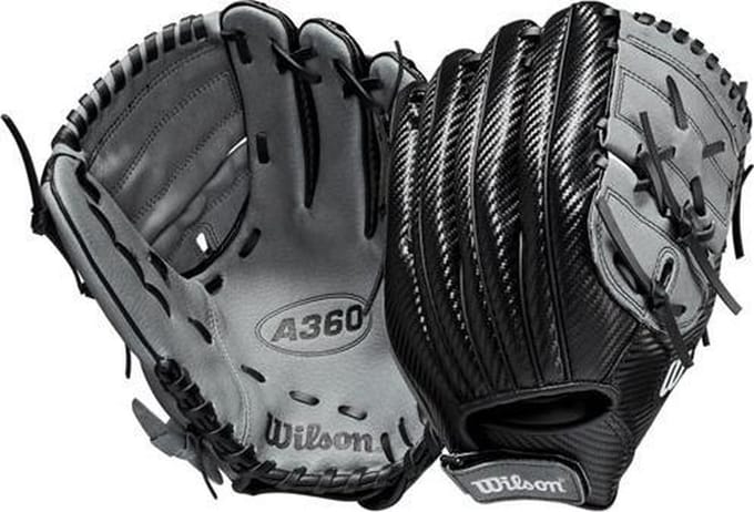 Wilson - Honkbal - MLB - Honkbalhandschoen - A360 - Jeugd - Zwart/Grijs - 12 inch