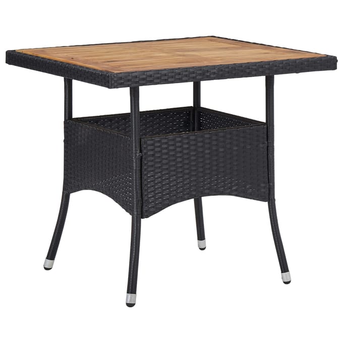 vidaXL - Tuintafel - poly - rattan - en - massief - acaciahout - zwart