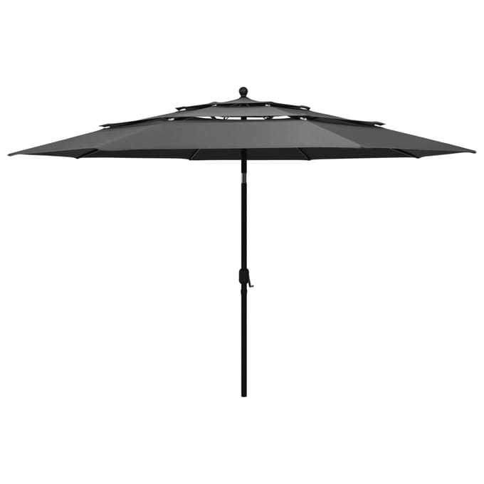 vidaXL - Parasol - 3-laags - met - aluminium - paal - 3,5 - m - antracietkleurig