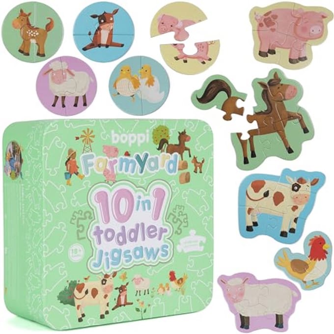 10-in-1 Progressieve Peuterpuzzels - Boerderijdieren